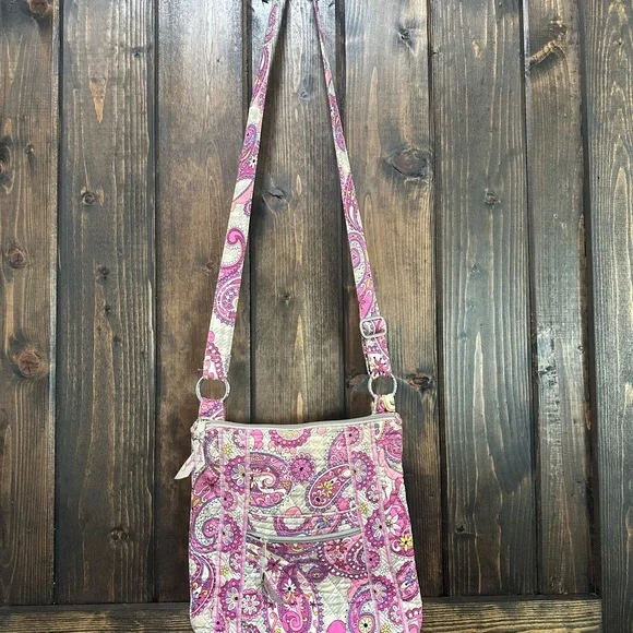 Vera Bradley Pink and Purple Paisley Crossbody Bag Retired Vera Bradley Very Berry Paisley Cross Body Purse  main image 4